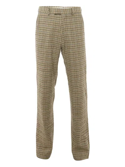Pre-owned Gucci Checked Straight-leg Trousers In Brown