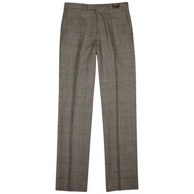 Gucci Checked Wool-blend Trousers In Burgundy