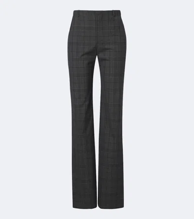 Gucci Checked Wool Straight Pants In Black