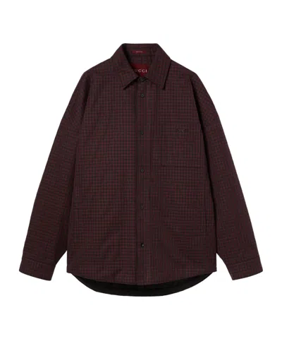 Gucci Padded Jacket Featuring Gingham Pattern In Brown