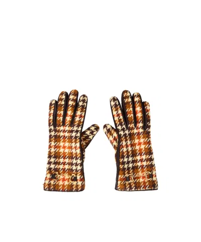 Gucci Checkered Gloves In Brown