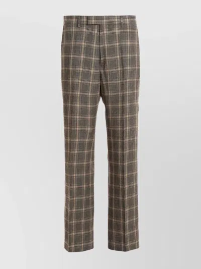 Gucci Checkered Trousers With Belt Loops And Pockets In Multicolor
