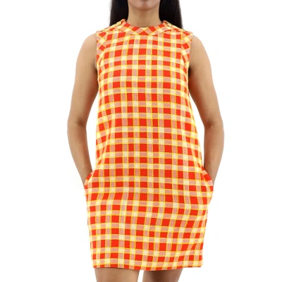 Gucci Checkered Tweed Shift Dress In Multicolor