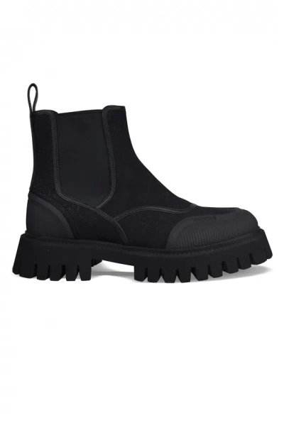 Gucci Canvas-stiefel Mit Gg In Black