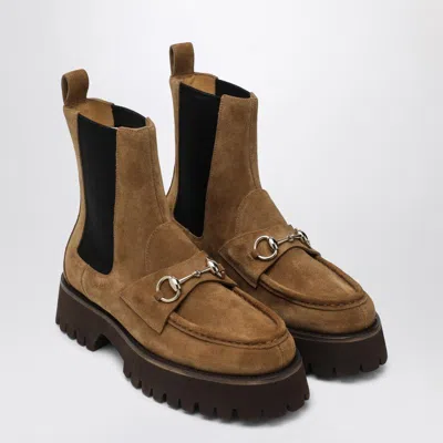 Gucci Chelsea Boots In Suede Leather Color In Brown