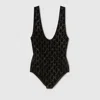 Gucci Chenille Bodysuit With Gg Crystals In Black