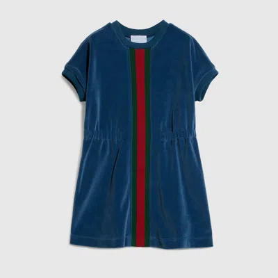 Gucci Kids' Chenille Dress In Blue