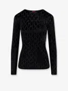 Gucci Chenille Top With All-over Crystal Gg Motif In Black