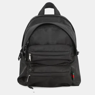 Pre-owned Gucci Cherie Line Backpack Black Nylon Leather