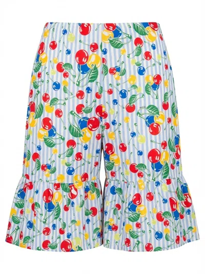 Gucci Cherries Striped Print Shorts In Multi