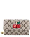 Gucci Cherries Wallet On Chain Gg Coated Canvas Mini (authentic Pre-loved)