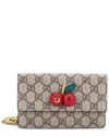 Gucci Cherries Wallet On Chain Gg Coated Canvas Mini (authentic Pre-loved)