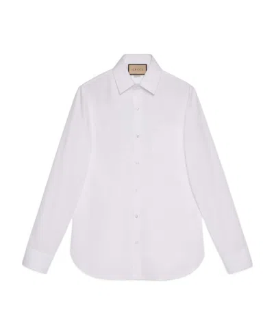 Gucci Cotton Poplin Shirt With Double G In White