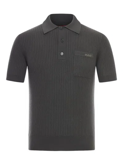 Gucci Military Green Wool And Cashmere Polo In Gray