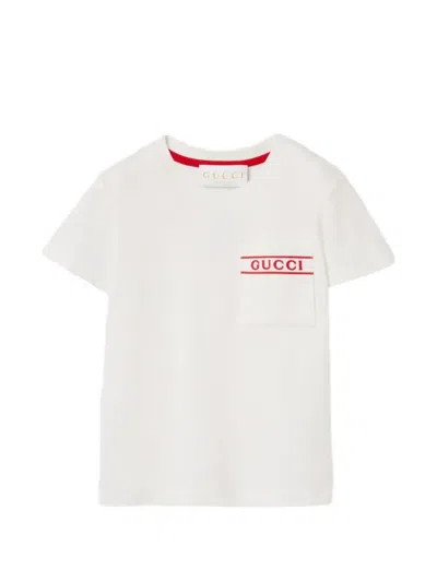 Gucci Babies' Chest-pocket T-shirt In Brown