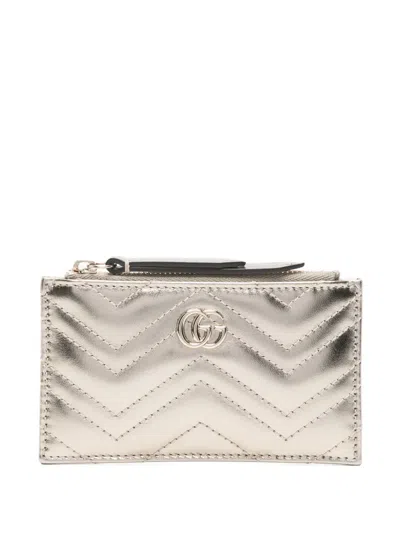 Gucci Chevron Gg Wallet In Silver