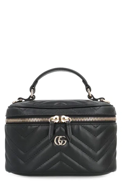 Gucci Chevron Quilted Mini Handbag With Gold-tone Hardware In Black