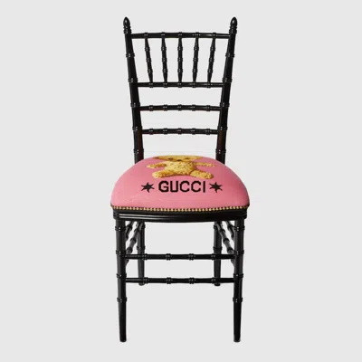 Gucci Chiavari Chair With Bear Embroidery In Pink