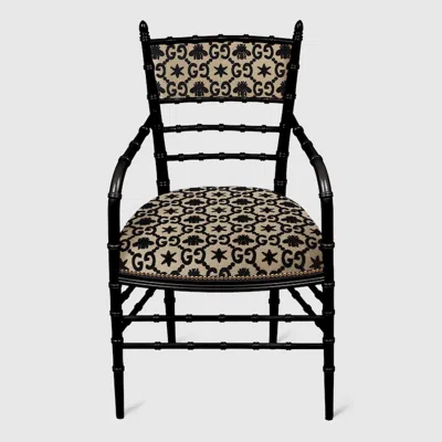 Gucci Chiavari Gg Bees Chair With Arm Rest In Black