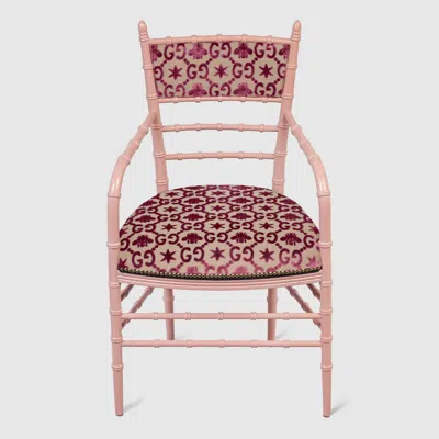 Gucci Chiavari Gg Bees Chair With Arm Rest In Pink