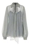 Gucci Light Blue Printed Chiffon Shirt In Gray