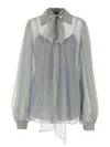 Gucci Light Blue Printed Chiffon Shirt In Gray