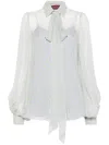 Gucci Light Blue Printed Chiffon Shirt In Light Grey