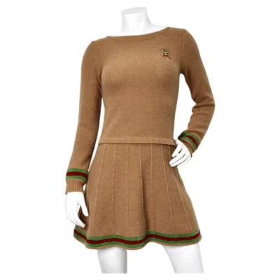 Pre-owned Gucci Children's Camel Knit Sweater Dress In Brown