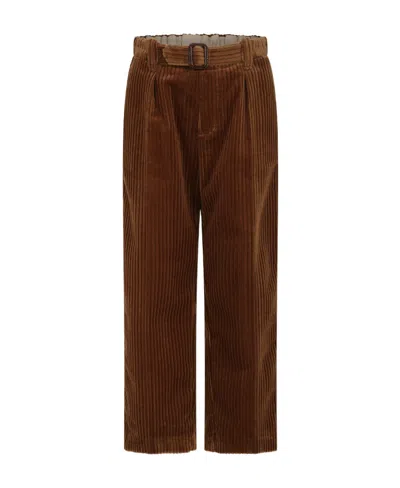 Gucci Children's Corduroy Velvet Pant With Patch In Brown