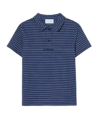 Gucci Children's Cotton Jersey Polo Shirt In Blue