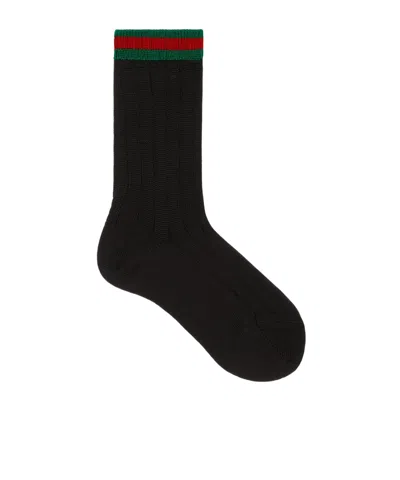 Gucci Kids' Children's Cotton Socks With Web In Blue