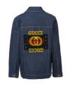 Gucci Children's Denim Jacket With  Logo In Blue