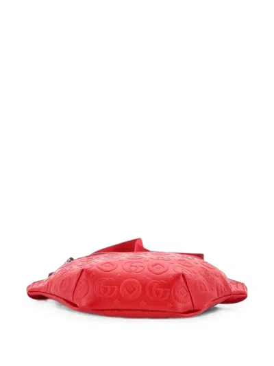Pre-owned Gucci Children's Embossed Leather Belt Bag In Red