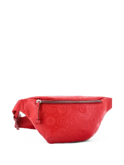 Pre-owned Gucci Children's Embossed Leather Belt Bag In Red
