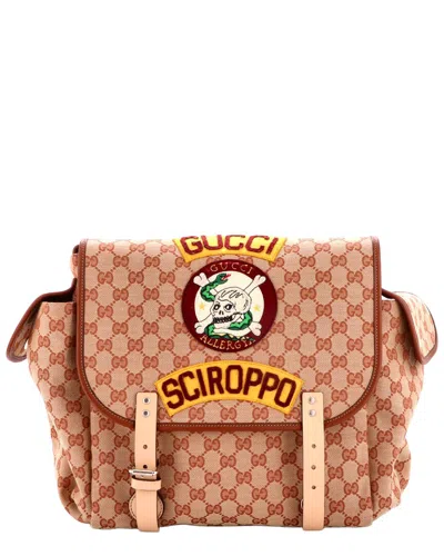 Pre-owned Gucci Children's Flap Backpack Embroidered Gg (authentic Pre-loved)