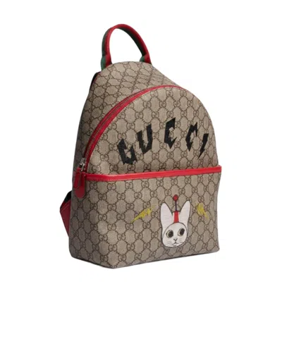 Gucci Children's Gg Backpack With Print In Brown