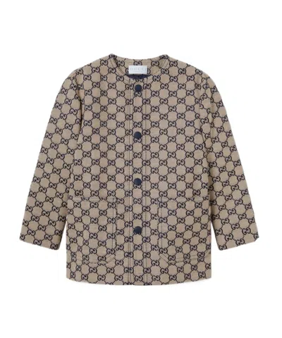Gucci Children's Gg Canvas Jacket In Brown