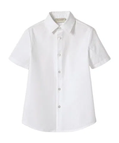 Gucci Children's Gg Poplin Shirt In White