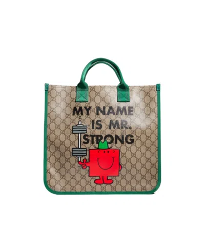 Gucci Children's Gg Tote Bag With Print In Brown