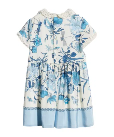 Gucci Children's Printed Crêpe De Chine Dress In Blue