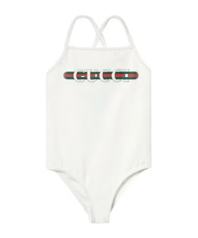 Gucci Children's Printed Lycra Swimsuit In White