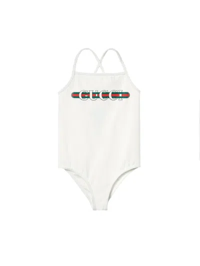 Gucci Children's Printed Lycra Swimsuit In White