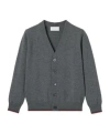 Gucci Children's Wool Cardigan With Web In Gray