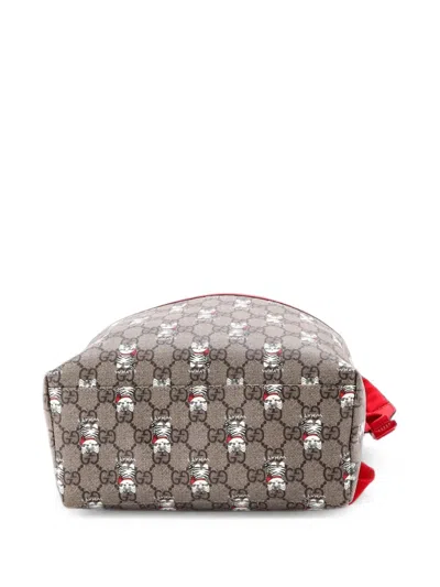 Pre-owned Gucci Children's Zip Printed Gg Coated Canvas Small Backpack In Brown