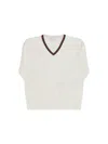 Gucci White Sweater For Kids With Web Detail In White/green/red