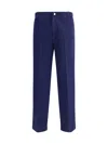Gucci Blue Pants With One Patch Pocket On The Rear And Logo Lettering On The Rear In Cotton Canvas Man In Blue