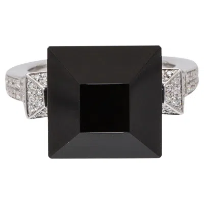 Pre-owned Gucci "chiodo" 18k White Gold Black Onyx And Diamond Ring