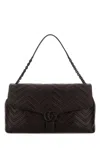 Gucci Chocolate Leather Maxi Gg Marmont Shoulder Bag In Black