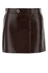 Gucci Women's Leather Mini Skirt In Brown
