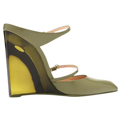 Pre-owned Gucci Christy 110 Wedge Mules Size It 38 In Brown